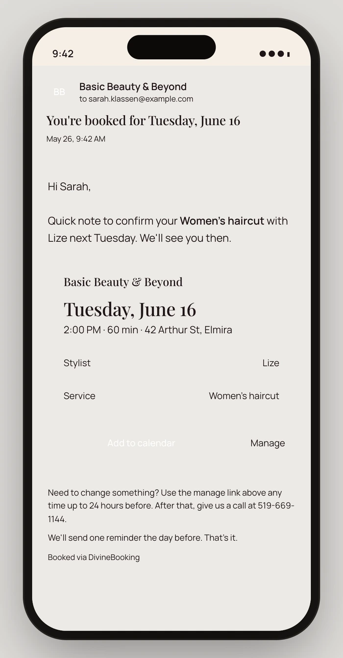 Email receipt