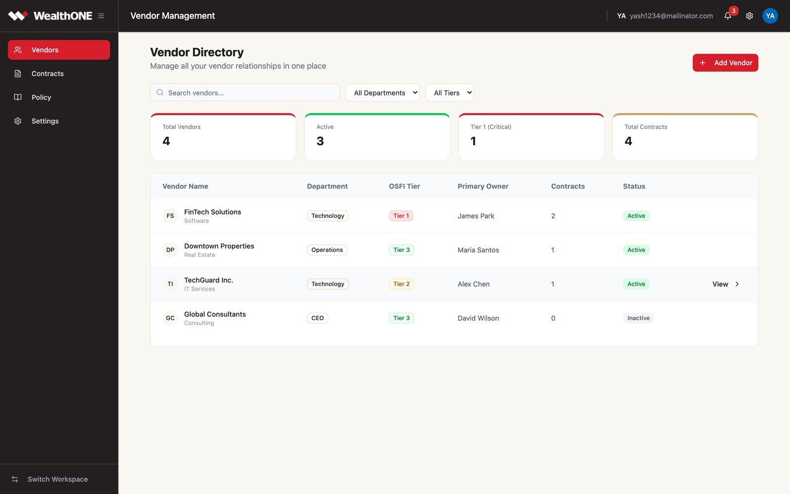 Vendor Management