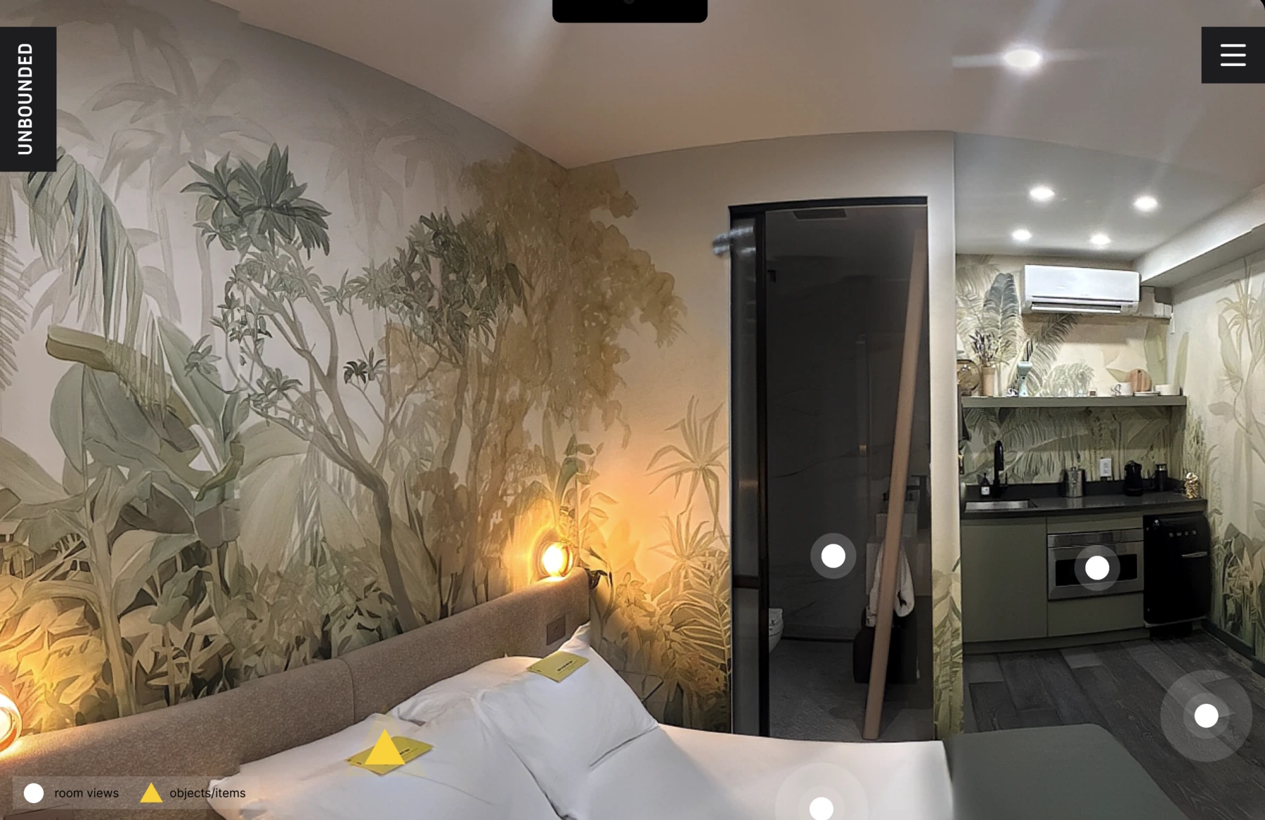UNBOUNDED 360 room exploration view with pins