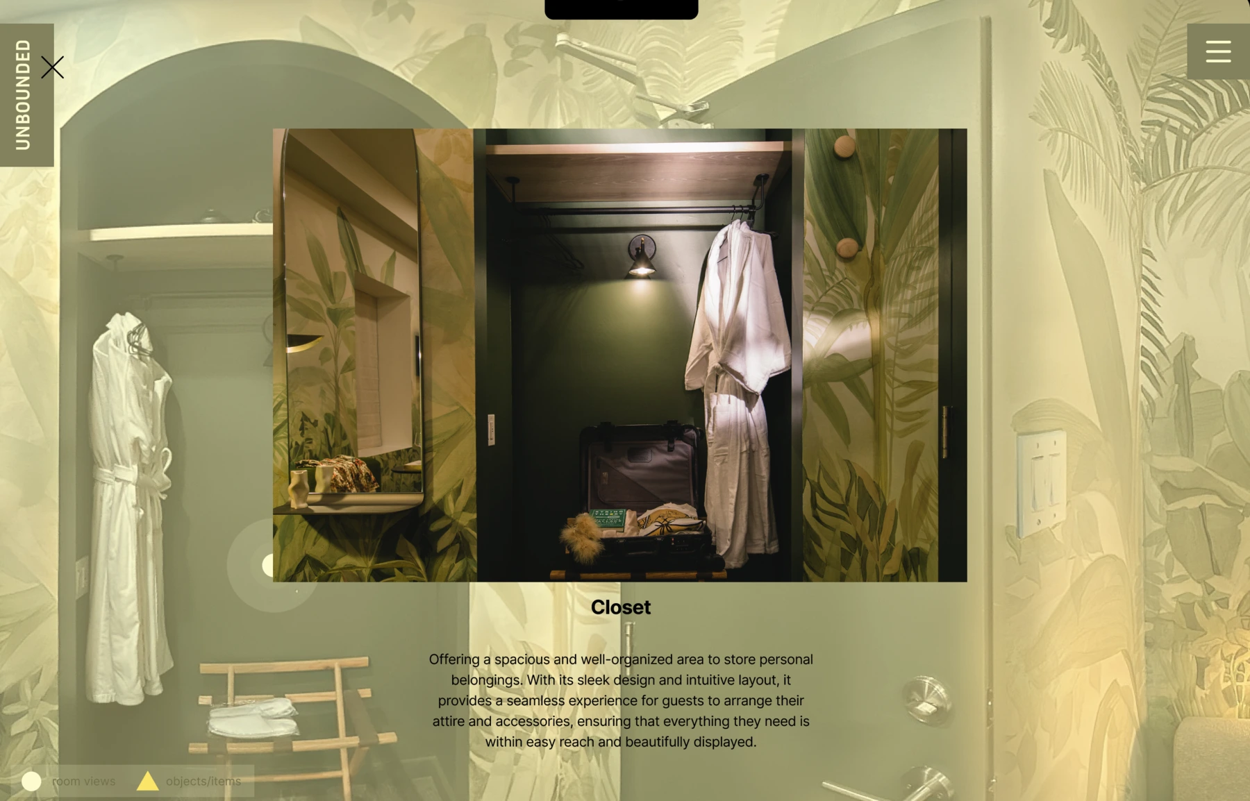 Closet detail panel with description