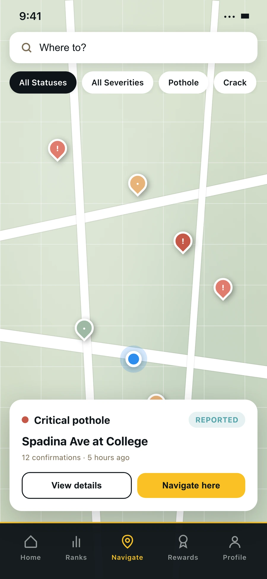 Map of nearby hazards