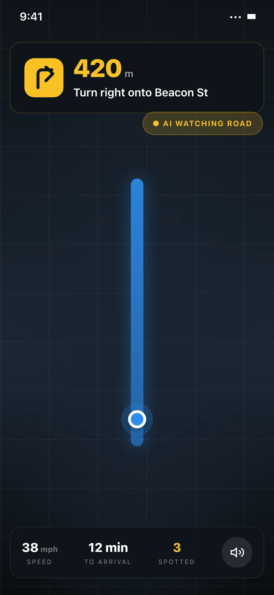 RoadHero driving mode UI